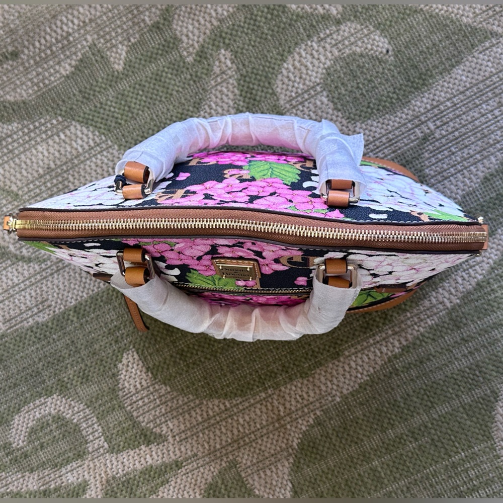 Dooney & Bourke Hydrangea Black Monogram Domed Zip Satchel NWT - Picture 14 of 15